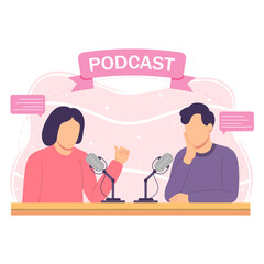 Podcast interview flat design illustration background