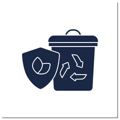 Recycling glyph icon. Eco friendly disposal. Waste utilization. Protect the environment. Ecology. Digital sustainability concept.Filled flat sign. Isolated silhouette vector illustration