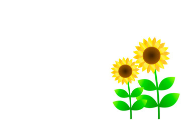 ひまわりのイラスト。コピースペースあり。
