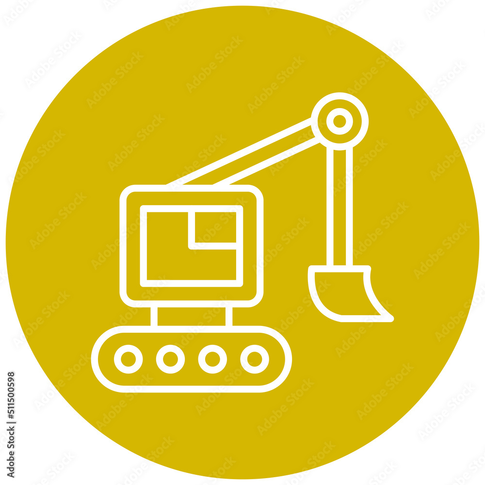 Sticker Excavator Icon Style