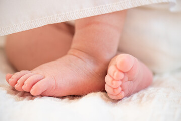 Baby feet. Mom and her Child. Happy Family concept. Beautiful conceptual image of Maternity