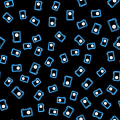 Line Safe icon isolated seamless pattern on black background. The door safe a bank vault with a combination lock. Reliable Data Protection. Vector