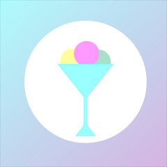 Image of a cup with three scoops of ice cream of different flavors on a gradient background