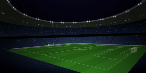 Plakat 3d realistic soccer stadium at night
