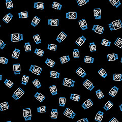 Line Jam jar icon isolated seamless pattern on black background. Vector