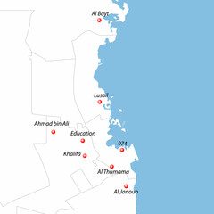 Map of Qatar with world cup stadiums