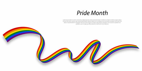 Waving flag of LGBT pride on white background - obrazy, fototapety, plakaty