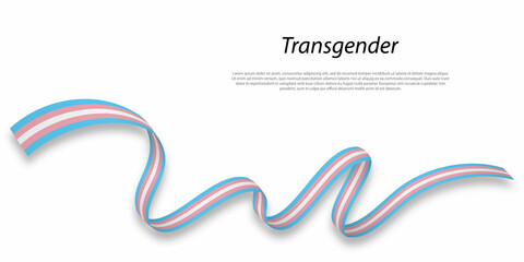Waving flag of Transgender pride on white background