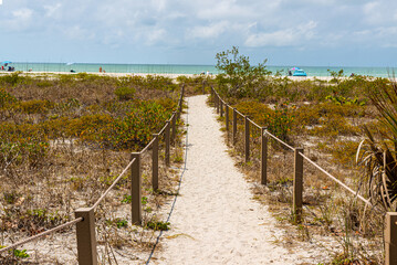 Fototapeta na wymiar White Sand Trail Leading To Bowmans Beach, Sanibel Island, Florida, USA