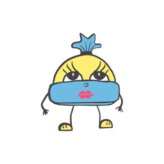 Hut. Cute hat hand drawn cartoon character. Winter hut isolate on white background. Cap. Children's drawing. Design for children. Print for kids.