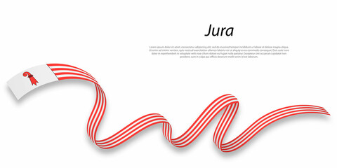 Obraz premium Waving ribbon or stripe with flag of Jura