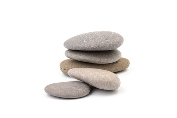 Fototapeta na wymiar Zen stones on a light background. Minimalistic concept. Zen balance miditation concept. For branding and product presentation.