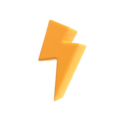 Lightning flash bolt light 3d plastic icon for discount sale or urgent events