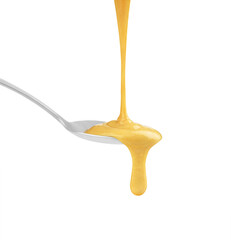 mustard in a spoon on a white background