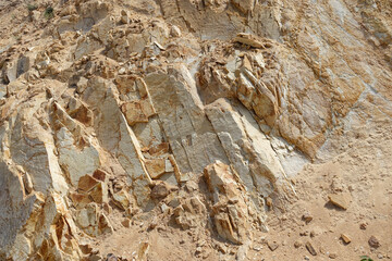 Types of different colors and type rock in nature,