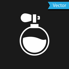 White Perfume icon isolated on black background. Vector