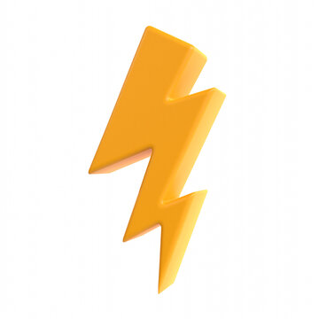 Lightning flash bolt light 3d plastic icon for discount sale or urgent events
