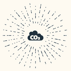 Grey CO2 emissions in cloud icon isolated on beige background. Carbon dioxide formula, smog pollution concept, environment concept. Abstract circle random dots. Vector