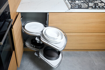 Kitchen access mechanism Magic corner for Blind Corner Cabinets. Solution for a kitchen corner...