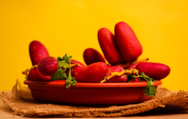 Bunch of Fresh Date Fruit on white dark background,