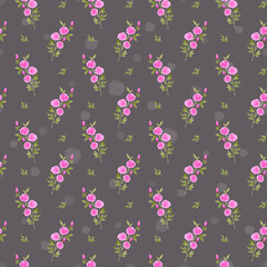 Watercolor floral seamless pattern. Pattern of meadow flowers. Floral design for covers, textiles, scrap booking, stationery and more. Watercolor pink rose.