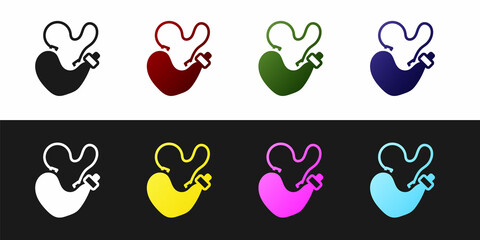 Obraz premium Set Spanish wineskin icon isolated on black and white background. Vector