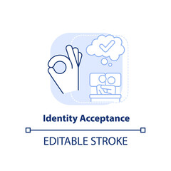Identity acceptance light blue concept icon. Sexual orientation. Stage of coming out abstract idea thin line illustration. Isolated outline drawing. Editable stroke. Arial, Myriad Pro-Bold fonts used