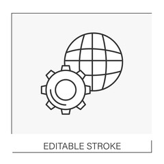  Strategy line icon. Cogwheel and business configurations. Business concept. Isolated vector illustration. Editable stroke
