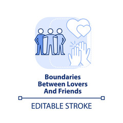 Boundaries between lovers and friends light blue concept icon. LGBT couples issues abstract idea thin line illustration. Isolated outline drawing. Editable stroke. Arial, Myriad Pro-Bold fonts used