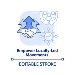 Empower locally led movements light blue concept icon. LGBT movement. State support abstract idea thin line illustration. Isolated outline drawing. Editable stroke. Arial, Myriad Pro-Bold fonts used