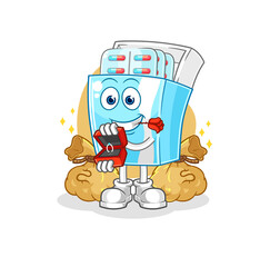 medicine package propose with ring. cartoon mascot vector