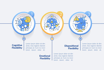 Leader flexible types circle infographic template. Adaptability. Data visualization with 3 steps. Editable timeline info chart. Workflow layout with line icons. Lato-Bold, Regular fonts used