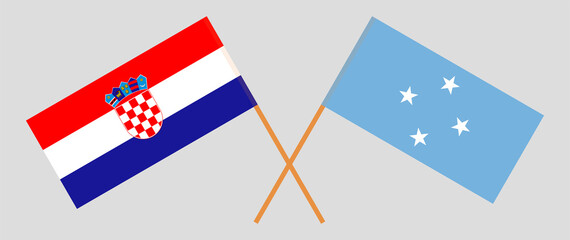 Crossed flags of Croatia and Micronesia. Official colors. Correct proportion