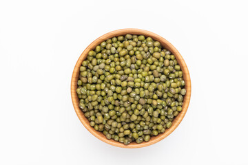 Mung bean, Vigna radiata seeds isolated on white background.