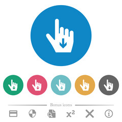 Hand cursor down solid flat round icons