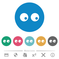Watching eyes solid flat round icons