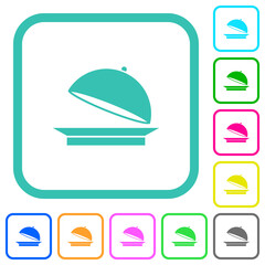 Open food tray vivid colored flat icons