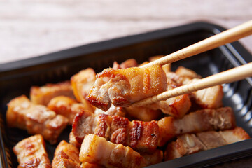 Samgyeopsal, fresh raw pork belly 