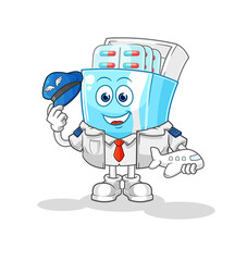 Obraz premium medicine package pilot mascot. cartoon vector