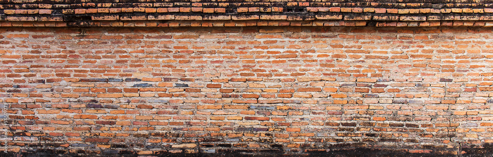 Poster old broken wall background with bricks.