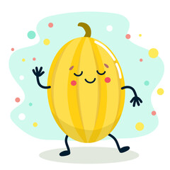 A fruit with a cheerful face. Vector illustration isolated on white background