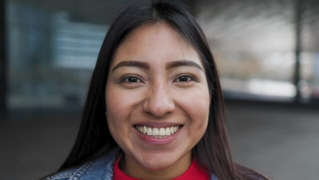 Happy Native American Young Woman Smiling In Camera