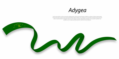 Waving ribbon or stripe with flag of Adygea
