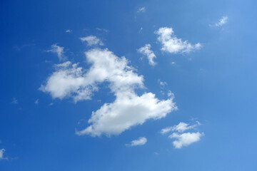 blue sky and clouds,clouds of different shapes,