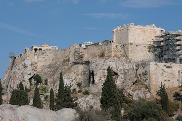 Fototapeta na wymiar ruins of the castle in Athens Greece 