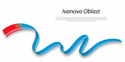 Waving ribbon or stripe with flag of Ivanovo Oblast