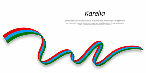 Waving ribbon or stripe with flag of Karelia