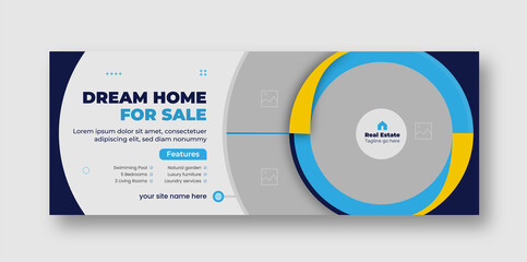 Real estate home facebook social media post cover page, timeline flyer web banner template design