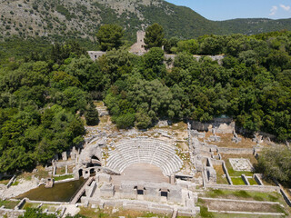 Drone view at the roman archaeological site of Butrinto in Albania