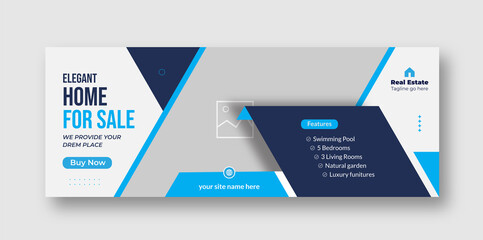 Home for sale real estate facebook social media cover and web banner template
